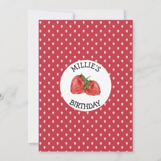 Strawberry Berry Sweet 1e verjaardag Dank je wel Bedankkaart (Achterkant)