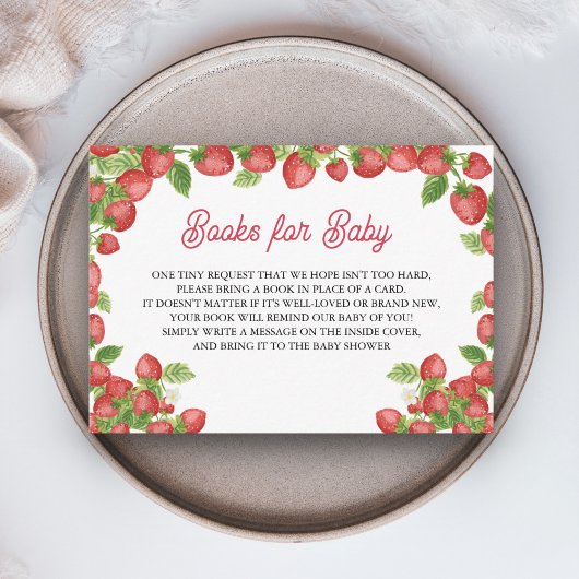 Strawberry Berry Sweet Baby shower Boeken voor Bab Informatiekaartje