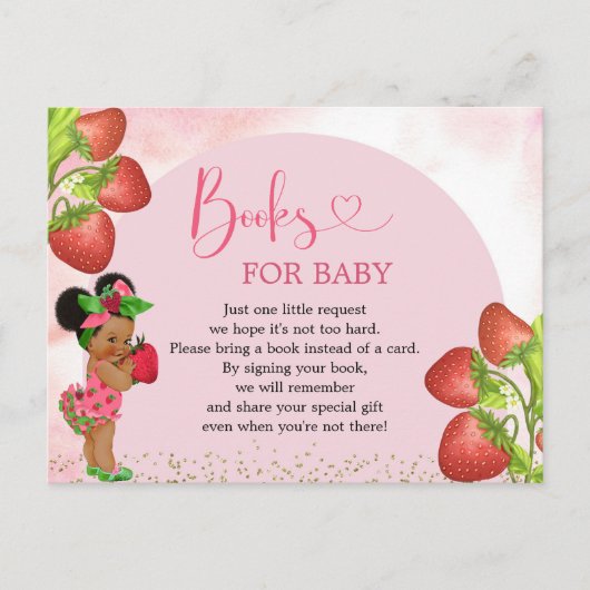 Strawberry Berry Sweet Baby shower boeken voor Bab Uitnodiging Briefkaart (Voorkant)