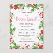 Strawberry Berry Sweet Baby shower Budget Briefkaa Uitnodiging Briefkaart (Voorkant)