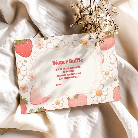 Strawberry Berry Sweet Baby shower Diapper Raffle Informatiekaartje