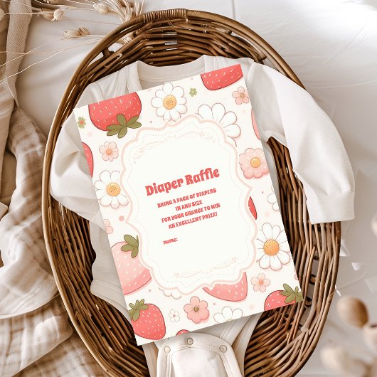 Strawberry Berry Sweet Baby shower Diapper Raffle Informatiekaartje