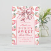 Strawberry Berry Sweet Baby Shower Kaart (Staand voorkant)