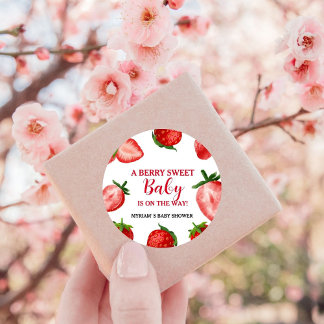 Strawberry Berry Sweet Baby shower Onderweg Ronde Sticker
