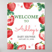 Strawberry Berry Sweet Baby shower Welkom Poster (Voorkant)