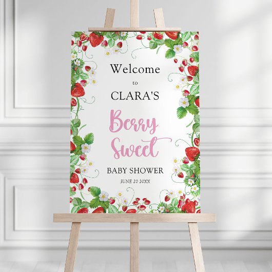 Strawberry Berry Sweet Baby shower Welkom Poster
