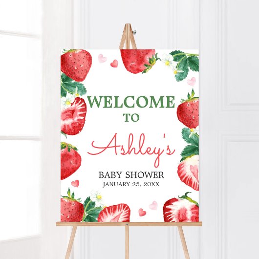 Strawberry Berry Sweet Baby shower Welkom Poster