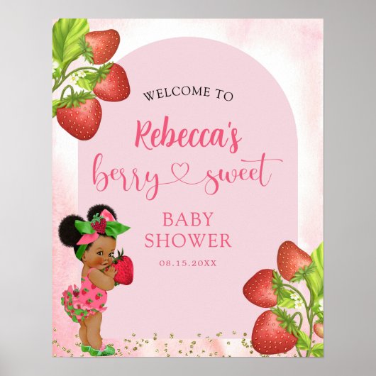Strawberry Berry Sweet Baby shower Welkom Poster (Voorkant)