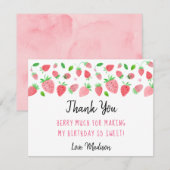 Strawberry Berry Sweet Birthday Dank je Bedankkaart (Voorkant / Achterkant)