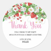 Strawberry Berry Sweet Birthday Dank je Ronde Sticker (Voorkant)