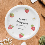 Strawberry Berry Sweet Birthday Party Papieren Bordje<br><div class="desc">Borden van Aardbeien Berry Sweet Birthday Party</div>