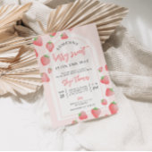 Strawberry Berry Sweet Boho Baby shower Invitation Kaart