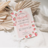Strawberry Berry Sweet Boho Baby shower Invitation Kaart