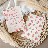 Strawberry Berry Sweet Boho Baby shower Invitation Kaart