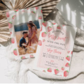 Strawberry Berry Sweet Boho Baby shower Invitation Kaart