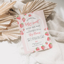 Strawberry Berry Sweet Boho Baby shower Invitation