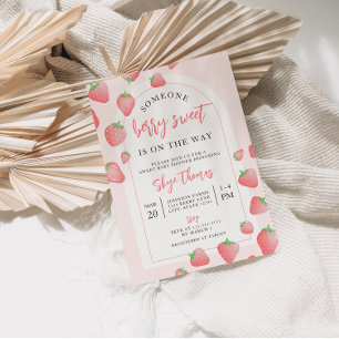 Strawberry Berry Sweet Boho Baby shower Invitation Kaart