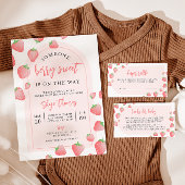 Strawberry Berry Sweet Boho Baby shower Invitation Kaart