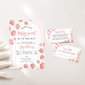 Strawberry Berry Sweet Boho Baby shower Invitation Kaart