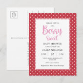 Strawberry Berry Sweet Budget Baby shower Invitati Uitnodiging Briefkaart (Voorkant / Achterkant)
