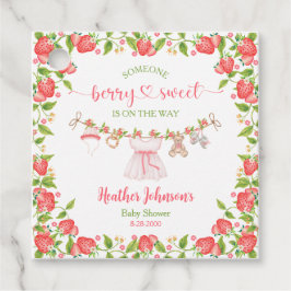 Strawberry Berry Sweet Clothesline Baby shower Bedankjes Labels