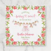 Strawberry Berry Sweet Clothesline Baby shower Bedankjes Labels (Achterkant)