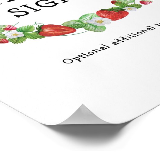 Strawberry Berry Sweet Custom Text Birthday Party Poster (Hoek)