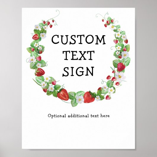 Strawberry Berry Sweet Custom Text Birthday Party Poster (Voorkant)
