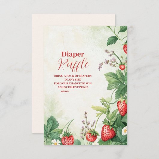 Strawberry Berry Sweet Diapper Raffle Informatiekaartje (Voorkant / Achterkant)