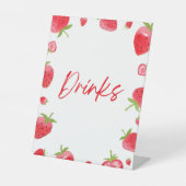 Strawberry Berry Sweet Drinken Party Reclamebord Met Voetstuk (Voorkant)