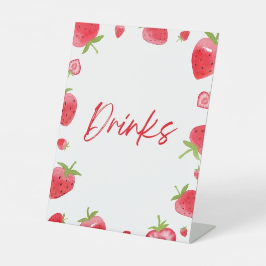 Strawberry Berry Sweet Drinken Party Reclamebord Met Voetstuk (Voorkant)
