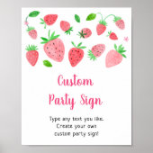 Strawberry Berry Sweet Editable Party Sign Poster (Voorkant)