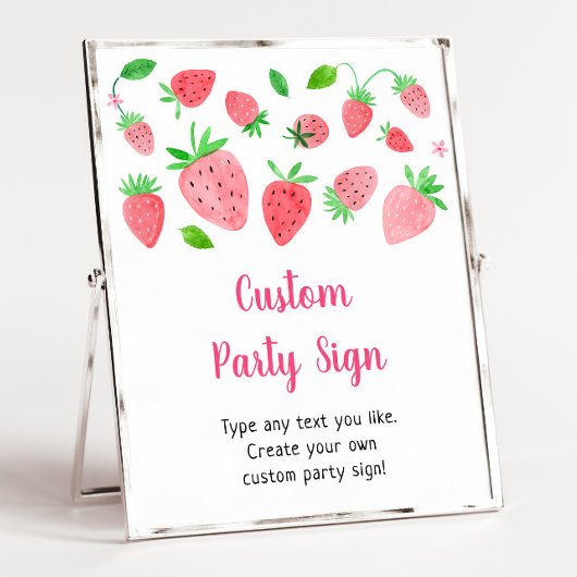 Strawberry Berry Sweet Editable Party Sign Poster