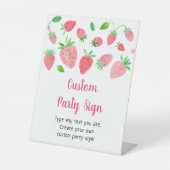 Strawberry Berry Sweet Editable Party Sign Reclamebord Met Voetstuk (Voorkant)