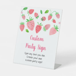 Strawberry Berry Sweet Editable Party Sign Reclamebord Met Voetstuk