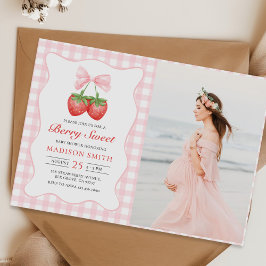Strawberry Berry Sweet Girl Baby shower Foto Kaart