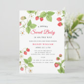 Strawberry Berry Sweet Greenery Baby shower Kaart (Staand voorkant)