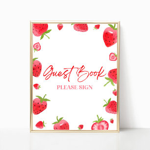 Strawberry Berry Sweet Guest Book Sign Poster