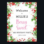 Strawberry Berry Sweet Kids Birthday Welkom Poster<br><div class="desc">Maak je klaar voor een prettige feestdag voor de bes! Dit welkome poster heeft een ontwerp dat schattige vlekken aardbeien, witte bloemen en groen bevat, gerangschikt in een lijst. Ideaal voor een genderneutrale feestdag, voor een jongen of een meisje van het voorjaar tot de zomer. Pas je eigen gegevens aan....</div>