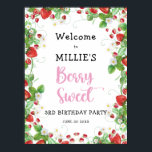 Strawberry Berry Sweet Kids Birthday Welkom Poster<br><div class="desc">Maak je klaar voor een prettige feestdag voor de bes! Dit welkome poster heeft een ontwerp dat schattige vlekken aardbeien, witte bloemen en groen bevat, gerangschikt in een lijst. Ideaal voor een genderneutrale feestdag, voor een jongen of een meisje van het voorjaar tot de zomer. Pas je eigen gegevens aan....</div>