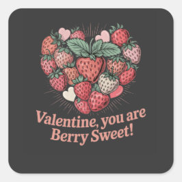 Strawberry Berry Sweet Kids Valentines Day Vierkante Sticker
