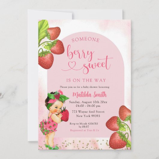 Strawberry Berry Sweet Mexicaans Meisje Baby showe Kaart (Voorkant)