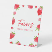 Strawberry Berry Sweet Party Favorieten Reclamebord Met Voetstuk (Voorkant)