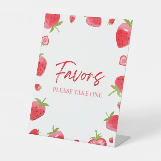 Strawberry Berry Sweet Party Favorieten Reclamebord Met Voetstuk (Voorkant)