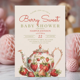 Strawberry Berry Sweet Teapot Baby shower Kaart