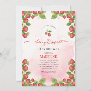 Strawberry Berry Sweet Waterverf Baby shower Kaart