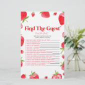 Strawberry Berry Vind het gast Baby shower spel Briefpapier (Staand voorkant)