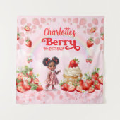Strawberry Birthday Backdrop, Berry Birthday  Wandkleed (Voorkant)