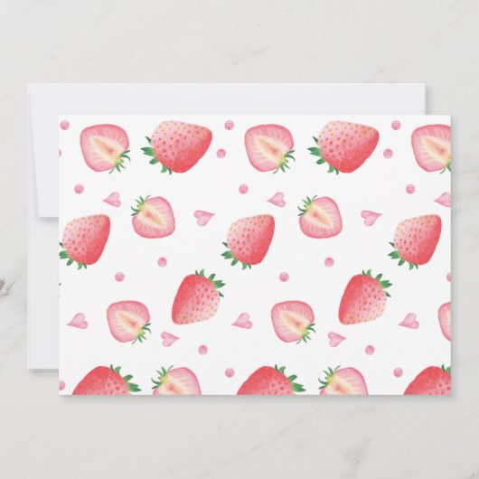 Strawberry Birthday Party Dank je kaart (Achterkant)