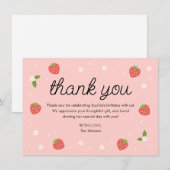 Strawberry Birthday Party Dank je kaart (Voorkant / Achterkant)